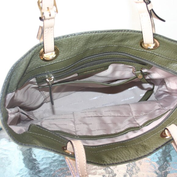 Michael Kors Olive Green Leather-like Shoulder Purse B-206 - Picture 8 of 13